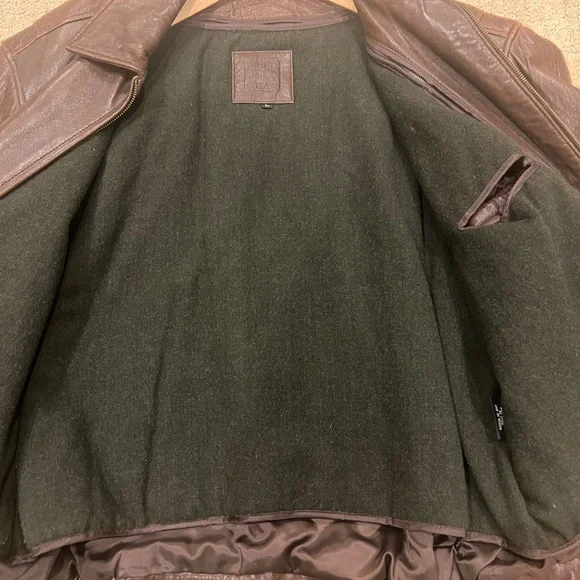 Men's Classic Brown 100% Leather Bomber Jacket - Picture 5 of 17